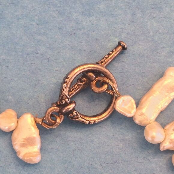 Freshwater Stick Pearl Necklace and Earrings Set Vintage 1980s T-Clasp - Picture 5 of 14